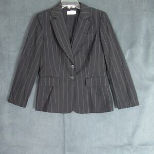 Talbots Blazer Womens Size 2 Black Striped One Button Jacket Work Professional